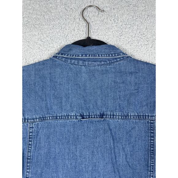 Club Z Denim Women's Christmas Denim Button Up Embroidered Stocking Size 2X - Picture 6 of 12